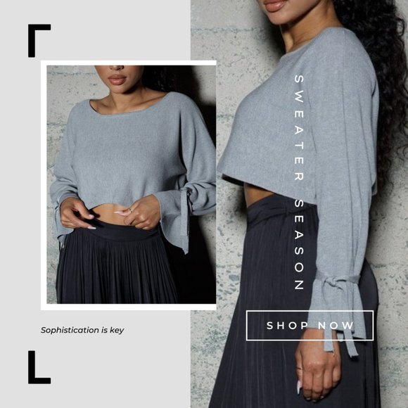 Tops - Heather Gray Crop Knit Sweater
